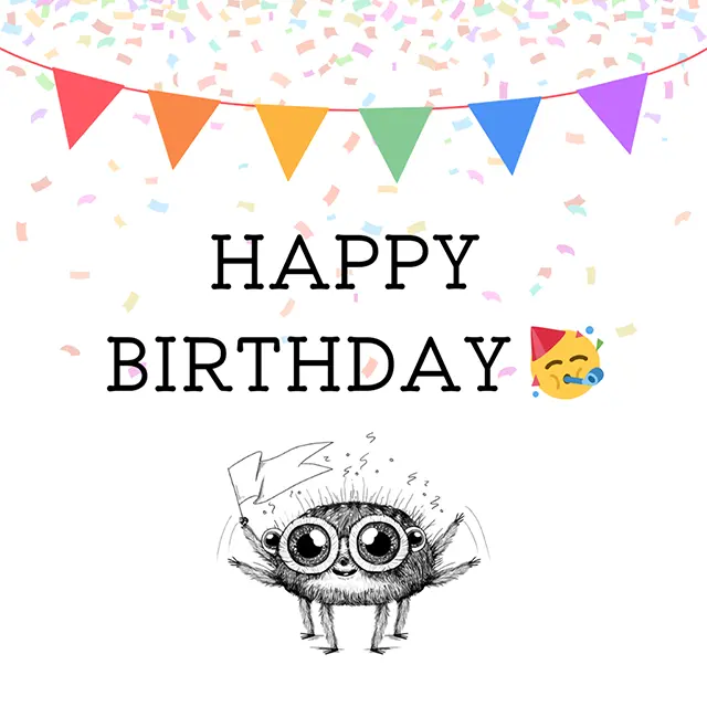 Colorful birthday gift card with Wanderly branding